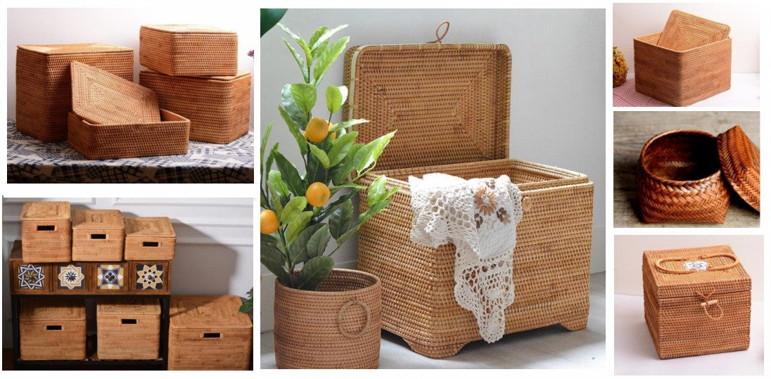 Storage basket with lid, woven storage basket with lid, rectangular storage basket with lid, wicker storage basket with lid, large storage basket with lid, round storage basket with lid, square storage basket with lid