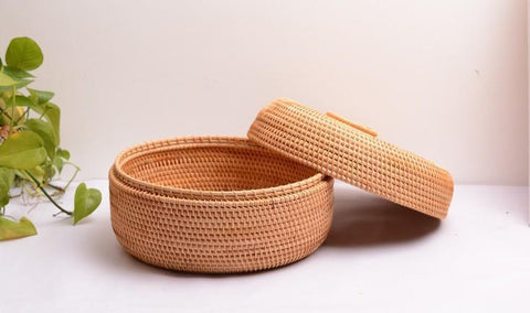 Woven Storage Baskets, Rattan Storage Baskets for Kitchen, Storage