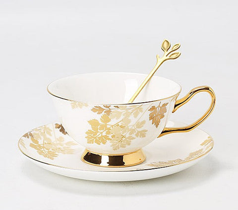 British Tea Cups, Coffee Cups with Gold Trim and Gift Box, Elegant Por –  Paintingforhome