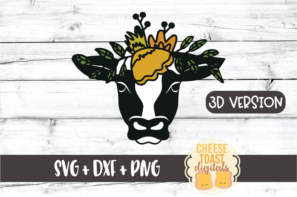 Download 3d Cow With Floral Crown Svg Free And Premium Svg Files Cheese Toast Digitals