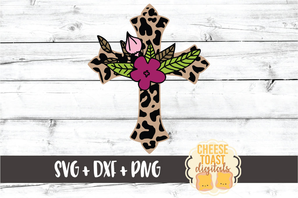 Floral Leopard Print Cross SVG - Free and Premium SVG Files - Cheese Toast Digitals