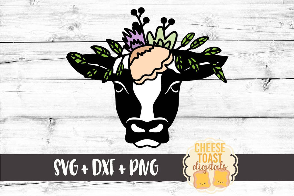 Download Cow With Floral Crown Svg Free And Premium Svg Files Cheese Toast Digitals