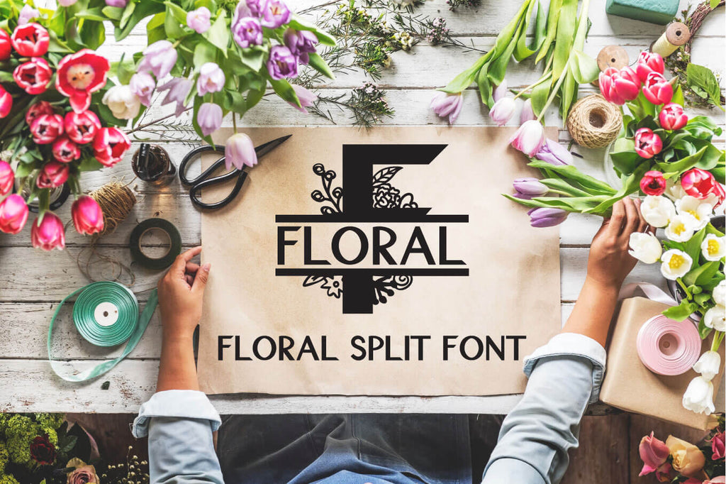 Floral Split Monogram Font Free And Premium Fonts Cheese Toast Digitals