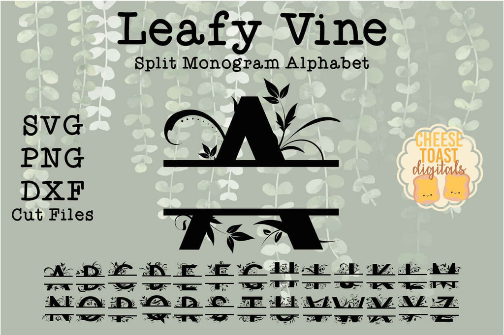 Leafy Vine Split Monogram Alphabet Free And Premium Fonts Cheese Toast Digitals