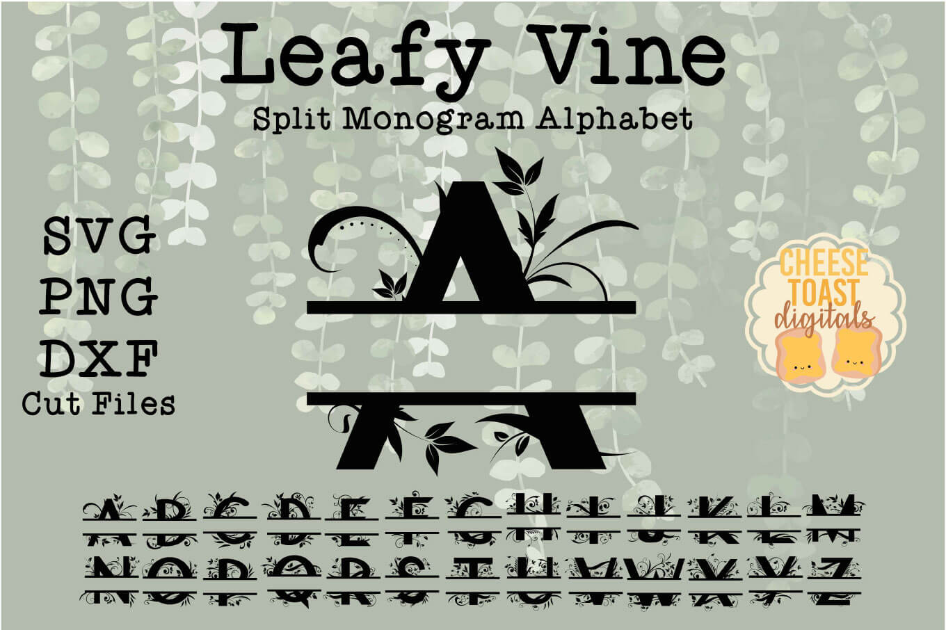 Download Leafy Vine Split Monogram Alphabet Free And Premium Fonts Cheese Toast Digitals