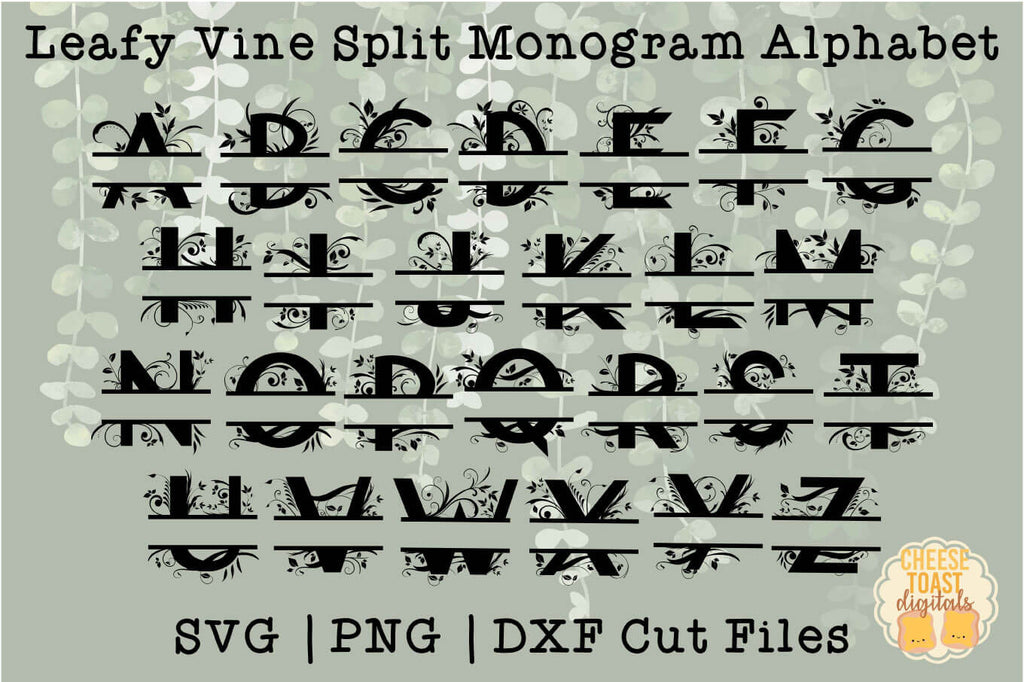 Download Leafy Vine Split Monogram Alphabet Free And Premium Fonts Cheese Toast Digitals