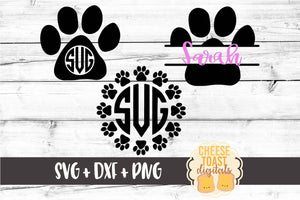 Download Paw Print Monogram Svg Frames Free And Premium Svg Files Cheese Toast Digitals SVG, PNG, EPS, DXF File