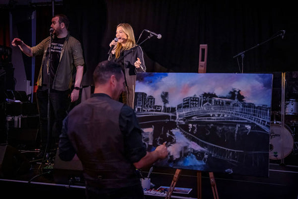 London Irish Centre Gala Dinner Stephen Whalley Live Painting in London with Laura Whitmore