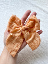 Load image into Gallery viewer, Bright peach whimsy bow. NEW!