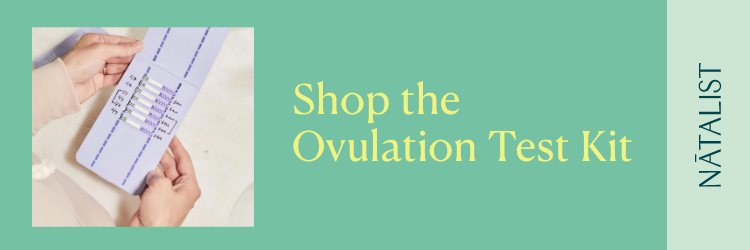 Natalist call to action featuring ovulation test kit