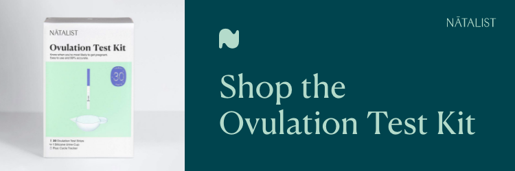 Natalist call to action featuring ovulation test kit