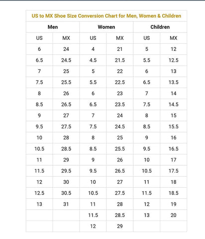 Size Chart – Rodeo Boots