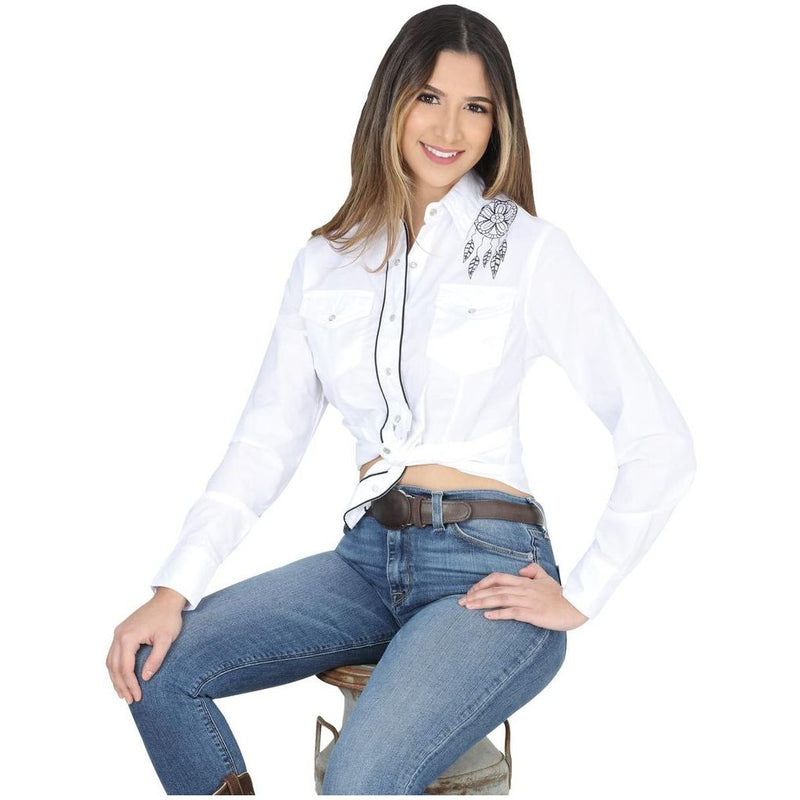 EL GENERAL Women's White Long Sleeve Western Shirt – Rodeo Boots