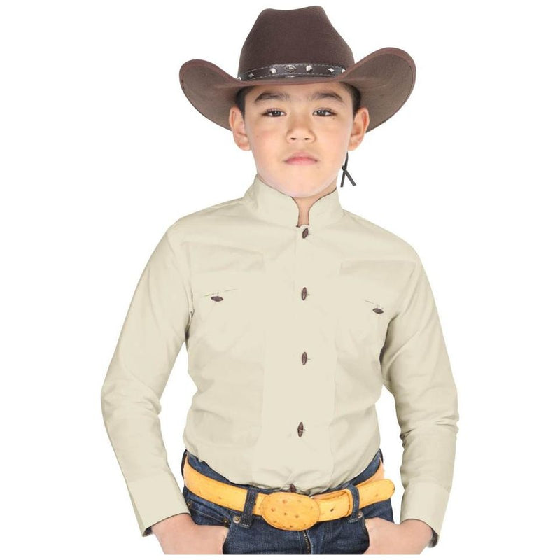 EL GENERAL Boys' Long Sleeve Beige Charro Shirt – Rodeo Boots