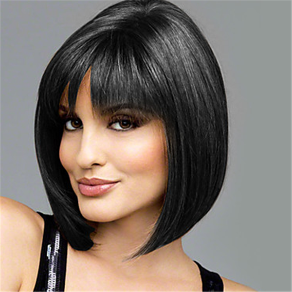 Synthetic Hair Capless Natural Straight Hair Bob Cut Wigs Short Hairstyles 2019