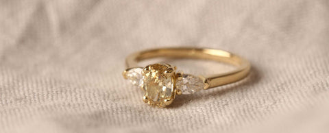 The Phoebe champagne diamond engagement ring by EC One in London recycled gold and conflict free diamonds