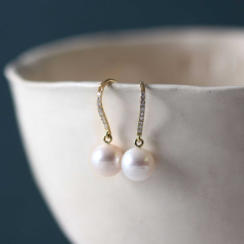 pearl and diamond hook earrings at EC One London