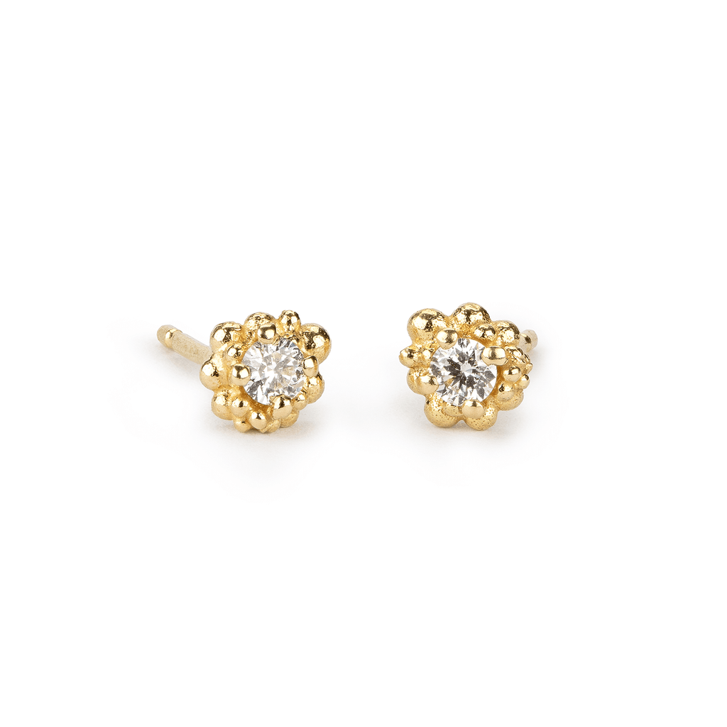 Diamond Cluster Stud Earrings Yellow Gold Ec One