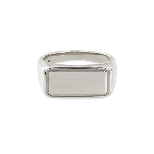 EC One Rectangular recycled Silver Signet Ring engrave
