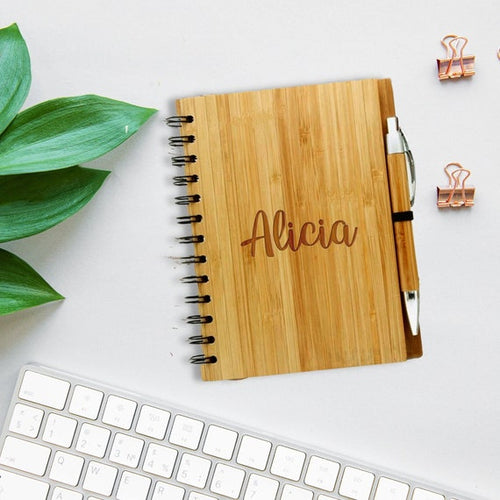 Personalised bamboo notebook