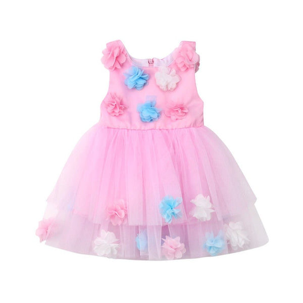 FG130 Pink 3D Flowers Princess Dress - Nirvanafourteen