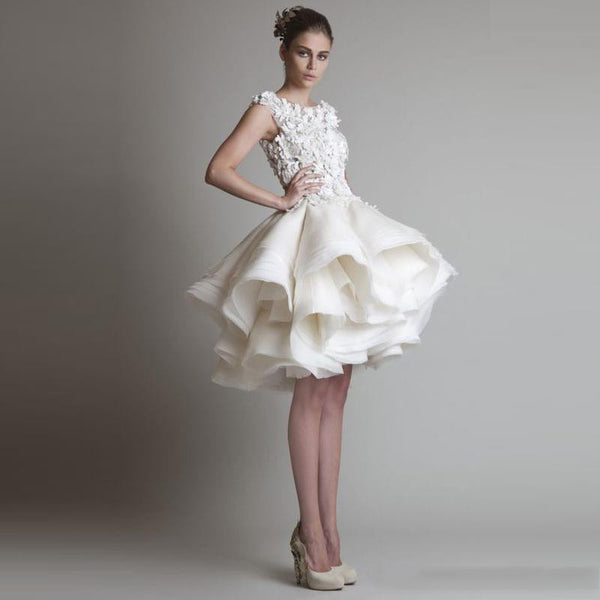SS72 Chic Ruffles Short Bridal Gown - Nirvanafourteen