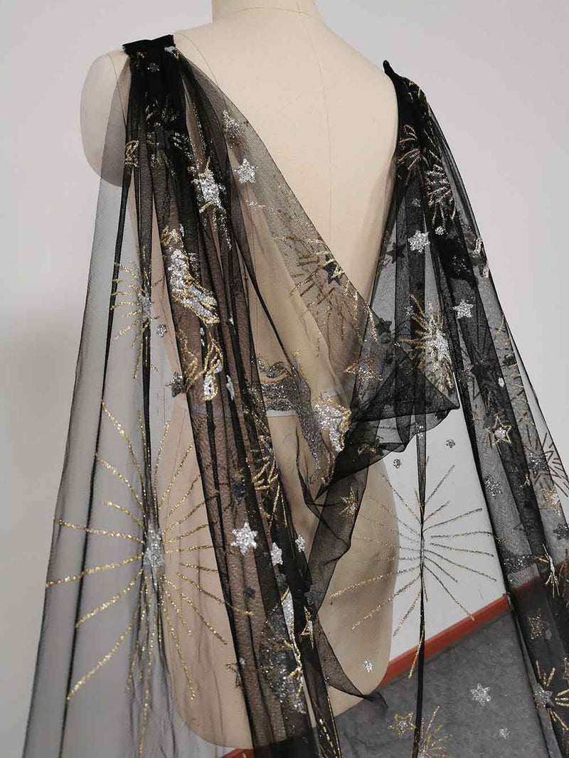 Gold glitter Black Wedding cape - Nirvanafourteen