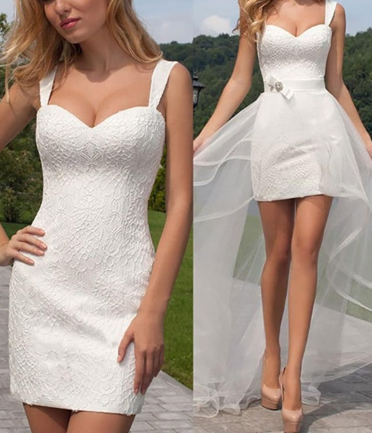 Simple Mini Wedding Dress With Detachable Train Nirvanafourteen 3519