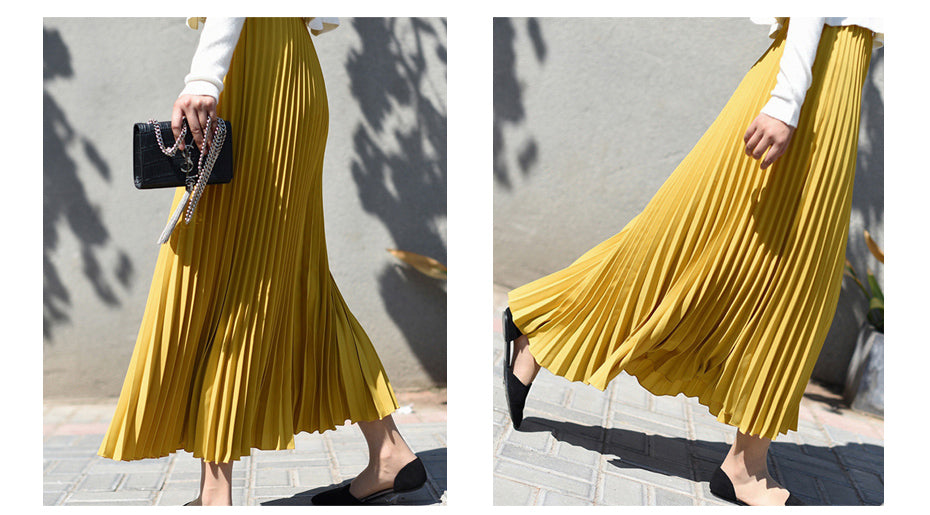 CK54 Fashion korean Pleated Long Skirts ( 10 Colors) - Nirvanafourteen