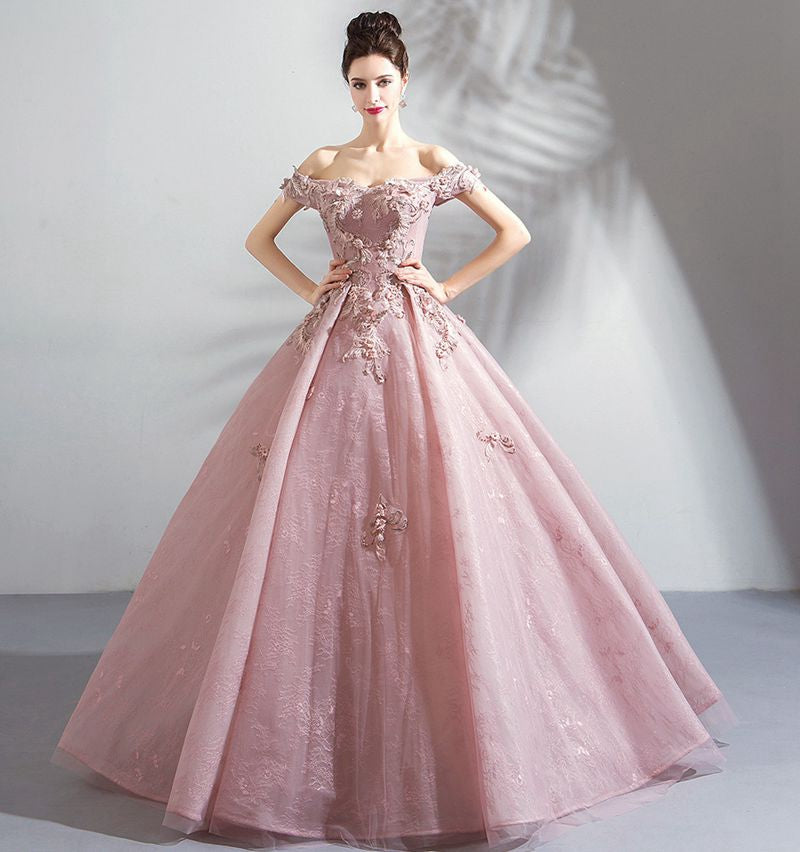 CG89 Elegant Pink off the shoulder Quinceanera dress - Nirvanafourteen