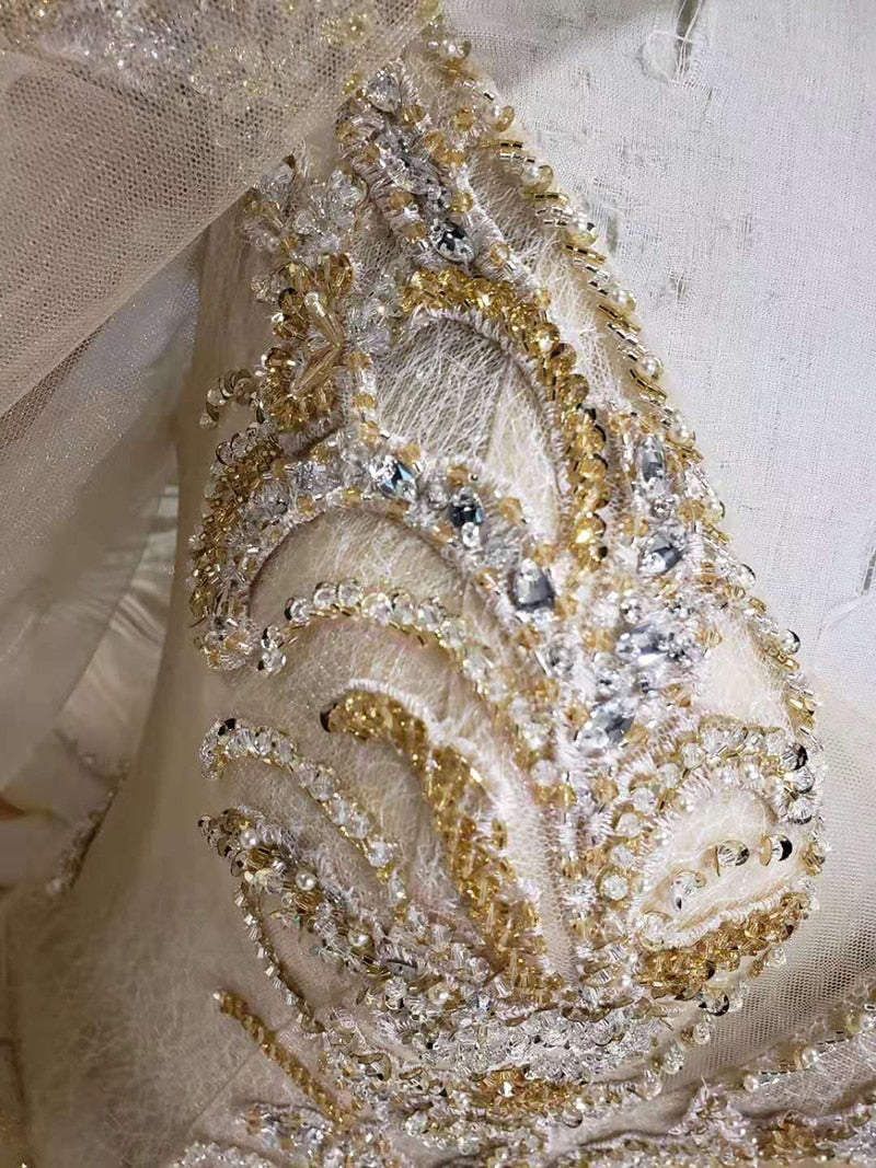 CG146 Real Photo champagne Wedding Gown+ matching veil - Nirvanafourteen