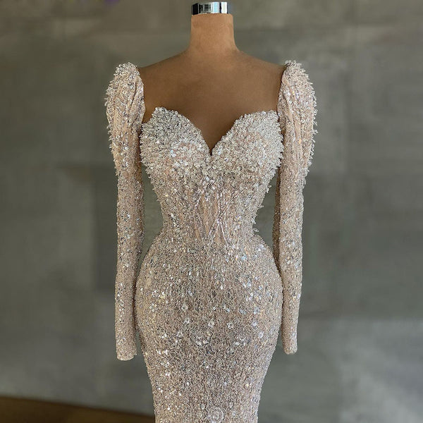 LG424 Haute couture Sparkle beaded Evening Gown - Nirvanafourteen