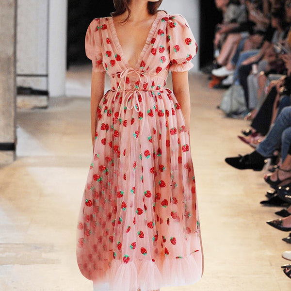 MX278 Strawberry sequin Plus size Dresses ( 2 Colors ) - Nirvanafourteen