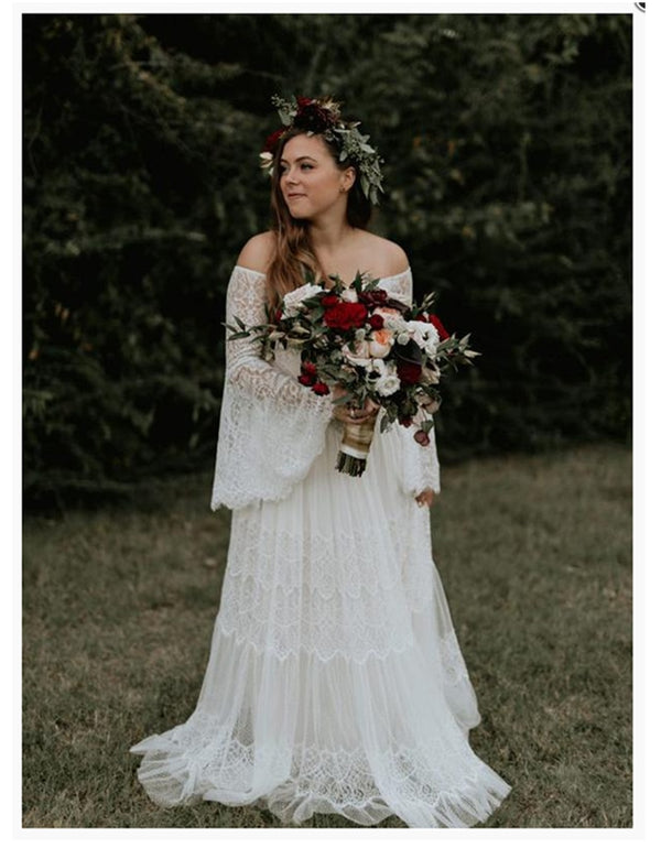CW428 Plus size Flare sleeves Garden Wedding dress for Pre-wedding Pho ...