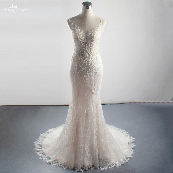 HW183 Real Picture heavily beaded pearls mermaid Wedding Gown ...