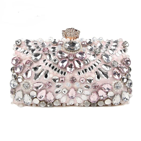 CB138 Light Pink diamonds Bridal Clutch Bag - Nirvanafourteen