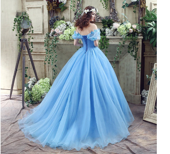 light blue butterfly quince dress