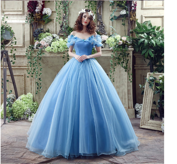 light blue butterfly quince dress