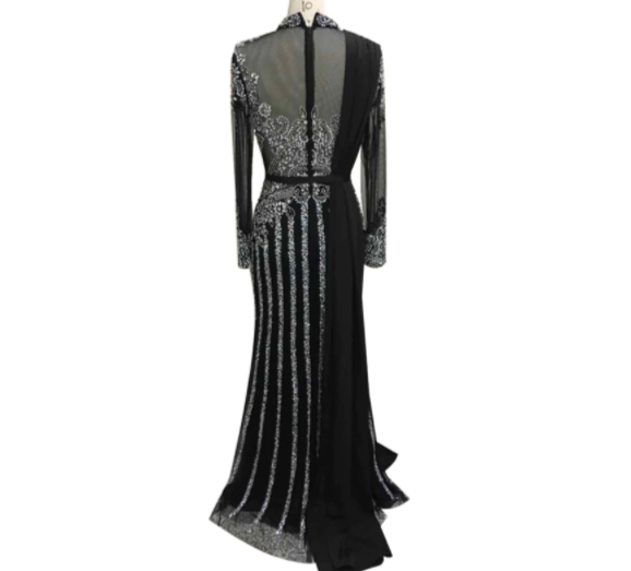 LG183 : 2 Styles Long Sleeves full diamond beaded Evening Dresses(5 Co ...