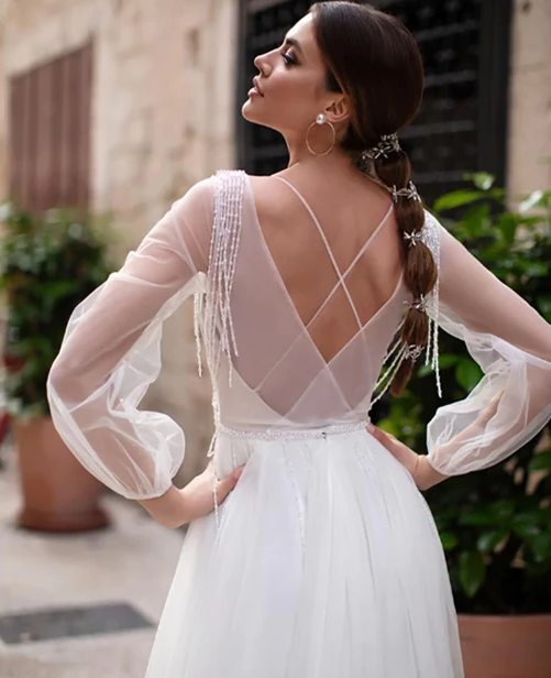 CW224 New Design Puff Sleeves Bridal Dress - Nirvanafourteen