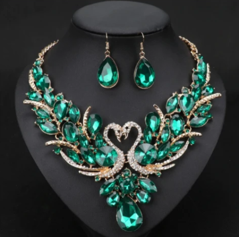 BJ126 Crystal swan shape Jewelry sets:necklace+earring(10 Colors ...