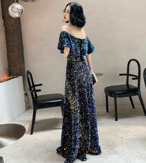 PP255 Off-The-Shoulder sequin Korean Prom Dress - Nirvanafourteen