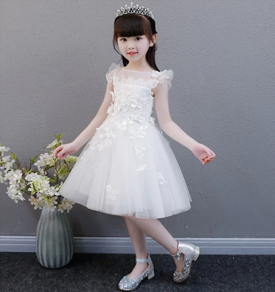FG169 White Petal beaded flower girl dress - Nirvanafourteen
