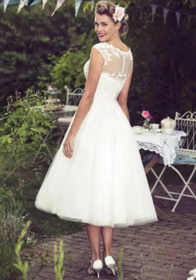 SS91 Vintage Tea Length Wedding dress - Nirvanafourteen