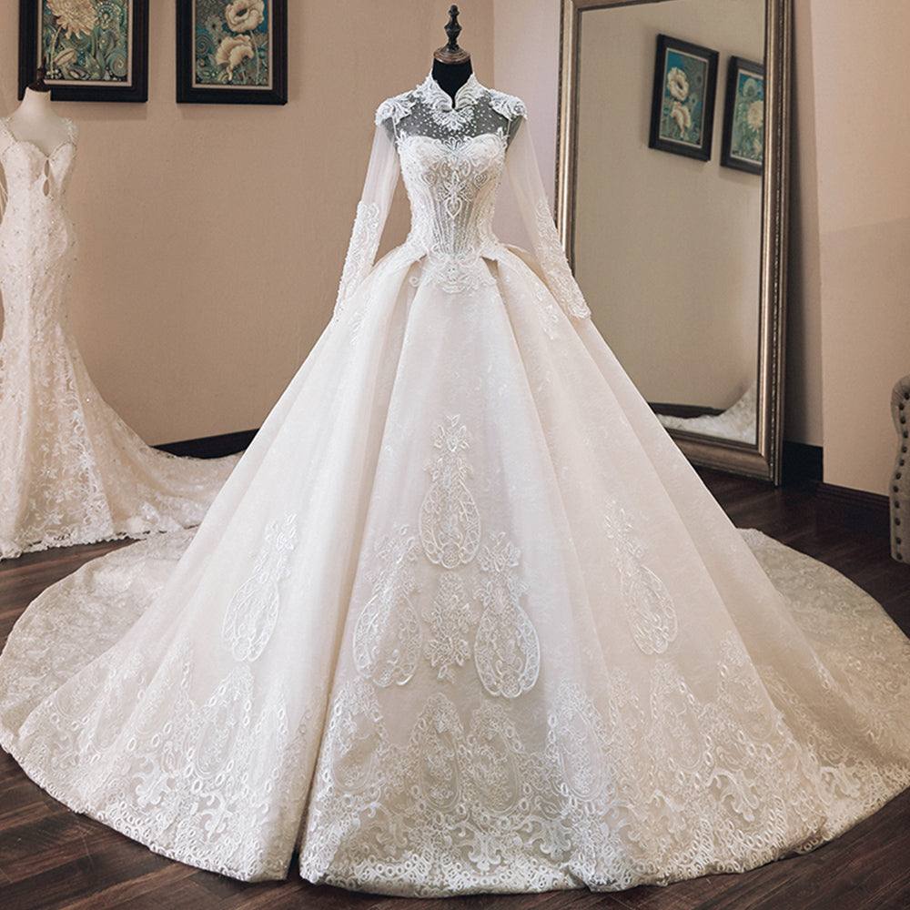 wedding dresses with long tail