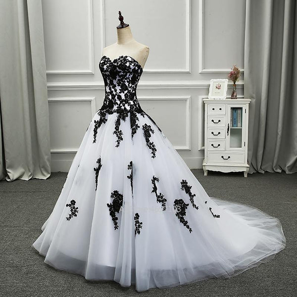 CG158 White and Black Gothic Wedding Dresses - Nirvanafourteen