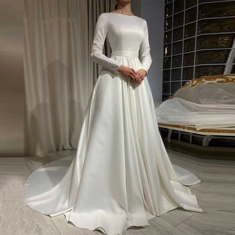 CW458 Simple Muslim Wedding Dress - Nirvanafourteen