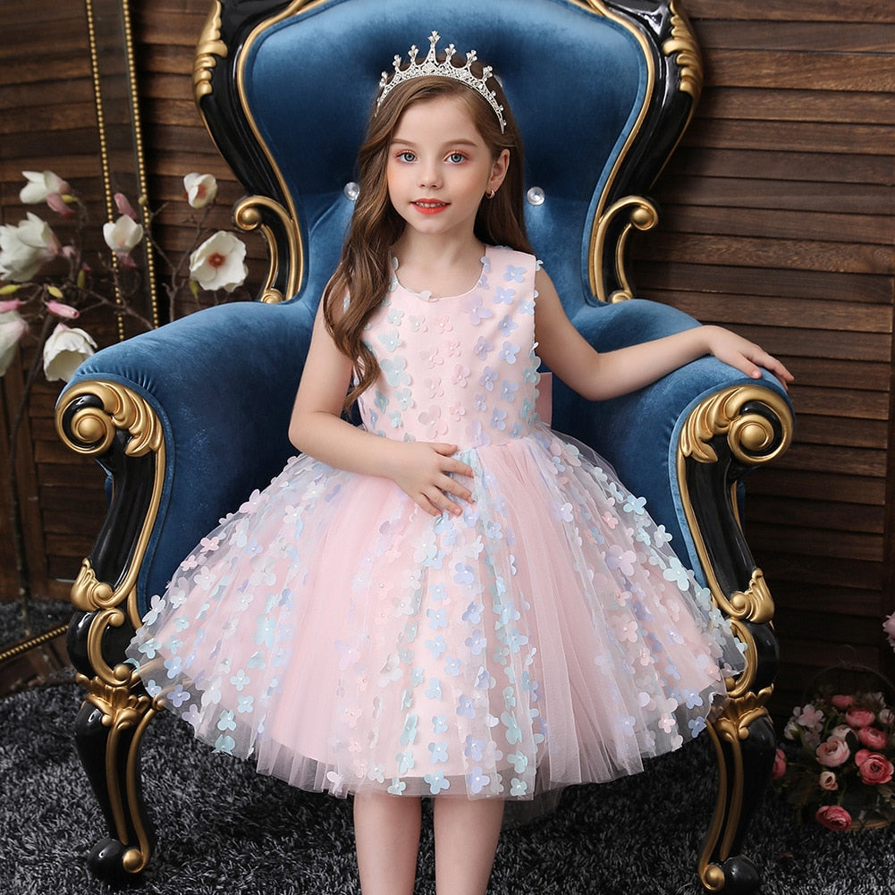 FG412 Mini 3D floral beaded Party dresses for girls ( 4 Colors ...