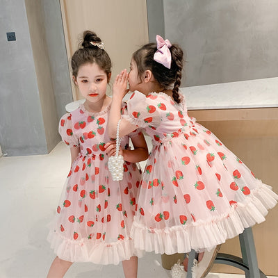 FG472 Pink Strawberry Girl Dresses