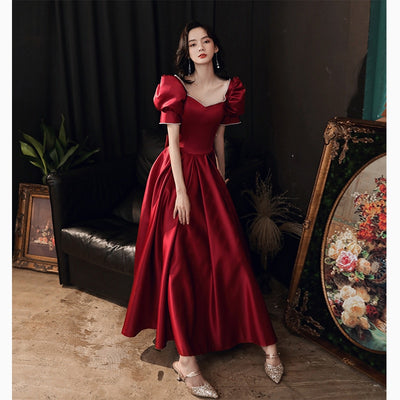 BH295 Square Collar Bow Pearl Puff Sleeves Homecoming Dress ...